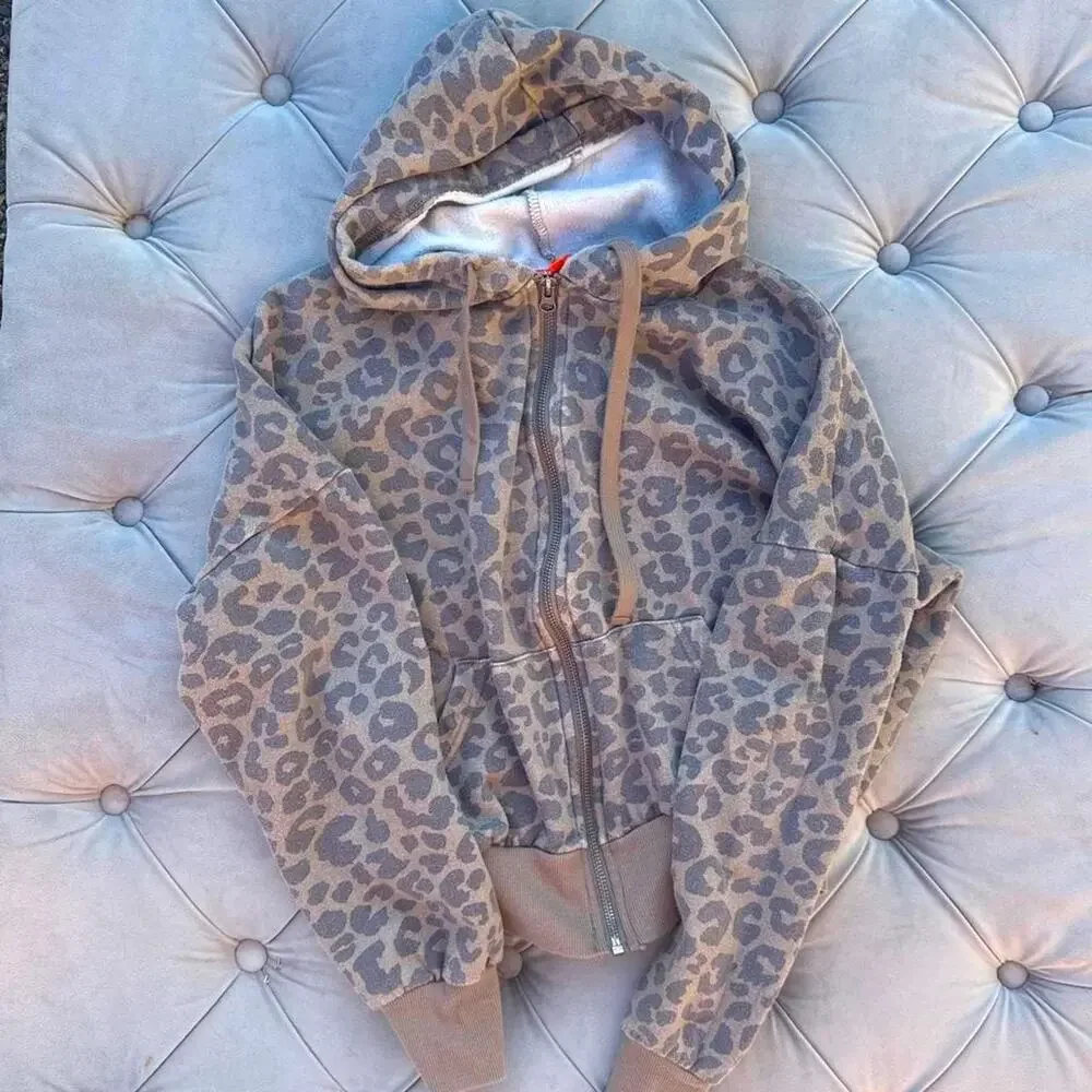 Womens y2k small brown leopard jacket